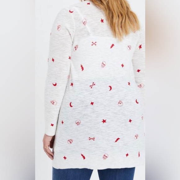 3x 22/24 fits 3x 4x⭐️Torrid Cardigan Sweater Skull Star Moon Mystic Gothic print - Picture 3 of 11